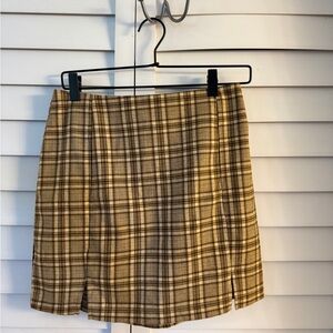 Love on a Hanger Plaid Brown Mini Skirt
